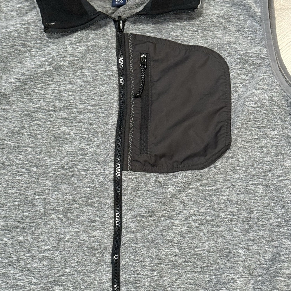 Lands End Mens Fleece Vest L-T 42-44 Heather Gray Full Zip 3 Pockets - Picture 2 of 9